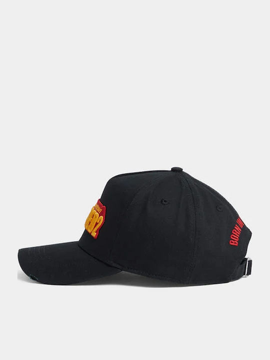 Dsquared2 Slogan Baseball Καπέλο Strapback Bcm0901 05c00001 2124 Μαύρο Βαμβακερό