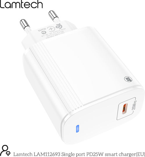 Lamtech USB-C to Lightning Cable 27W Λευκό 1m (LAM114505)