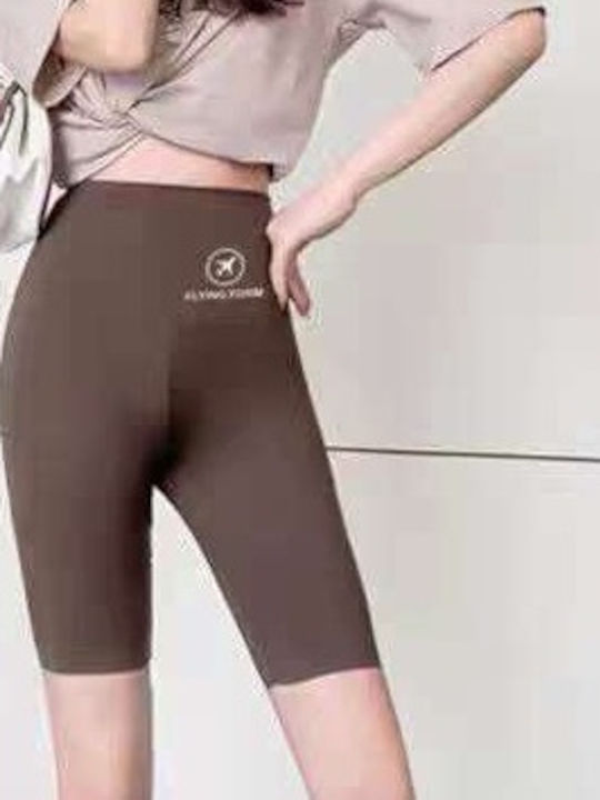Yoga Frauen Kurze Hosen Leggings Hochgeschnitten Coffee