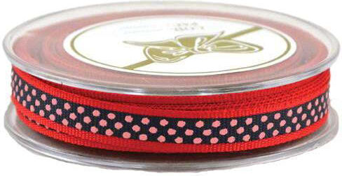 Zweifarbiges Polka-Dot-Grosgrainband 13mm 9m T499285 Altrosa