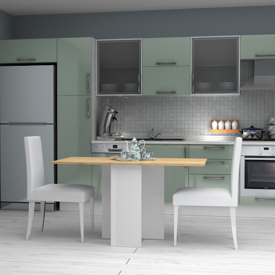 Pepe Table Kitchen Extendable Collapsible Wooden White - Natural Beech 56(+74)x77x75cm