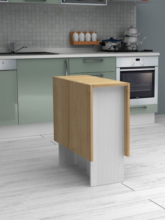 Pepe Table Kitchen Extendable Collapsible Wooden White - Natural Beech 56(+74)x77x75cm