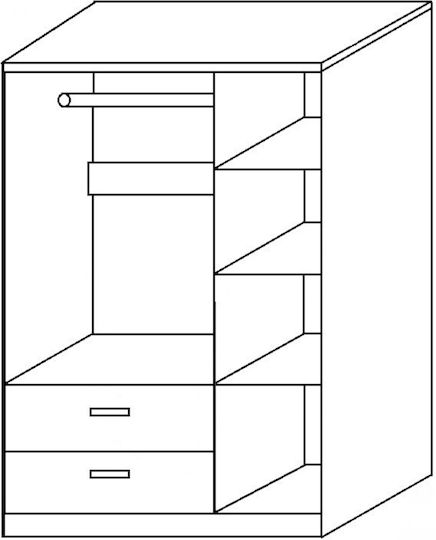 Dreifachtür Kleiderschrank Tuberosa Black Velvet-Black Metal 120x50x180cm