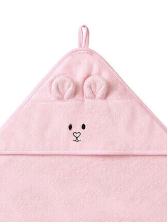Babyono Baby Hooded Bath Towel Pink 100x100cm