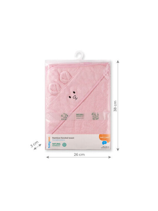 Babyono Baby Hooded Bath Towel Pink 100x100cm