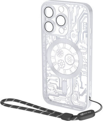 Prio Elegant Magsafe Back Cover Σιλικόνης / Tempered Glass Ασημί (iPhone 16)
