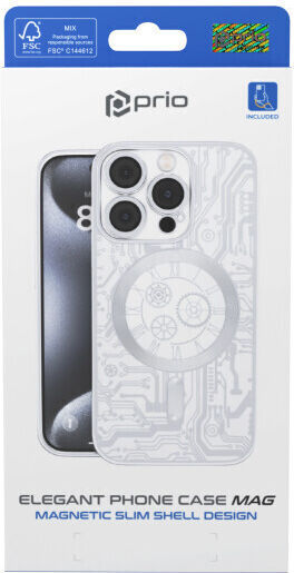 Prio Elegant Magsafe Back Cover Σιλικόνης / Tempered Glass Ασημί (iPhone 16)
