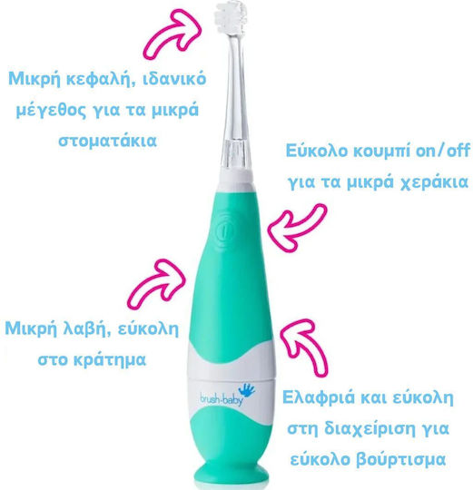 Brush Baby Babysonic Children's Electric Toothbrush for 0m+ Teal with Replacement Heads