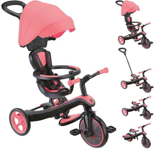 Globber Explorer Convertible with Parental Handle 4 in 1 for 2-5 Years Pink