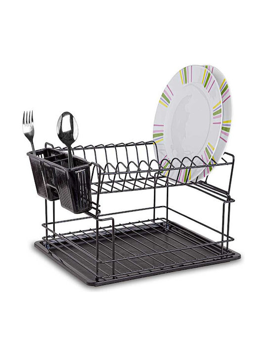 Tekno-Tel Dish Drainer Double Tier Metallic in Black Color 37x30x24cm