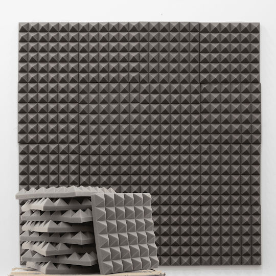 Ichopolis Audio Treatment Panel 50 Pieces In Pyramid Design 30cm x 30cm x 50mm In Gray Colour