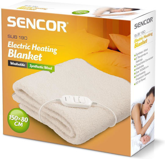 Sencor Μονή Ηλεκτρική Κουβέρτα Πλενόμενη Μπεζ 60W 80x150εκ.