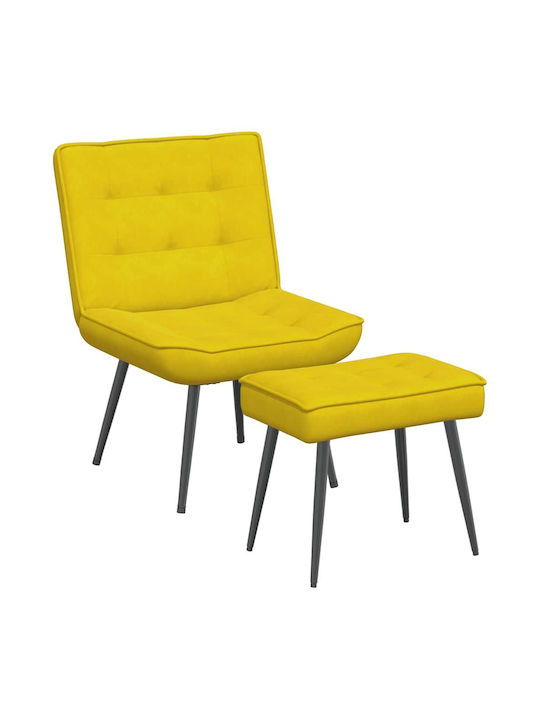 Sessel mit Fußhocker Samt Yellow 64x74x84cm