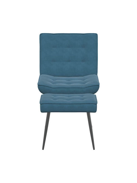 Sessel mit Fußhocker Samt Blue 64x74x84cm