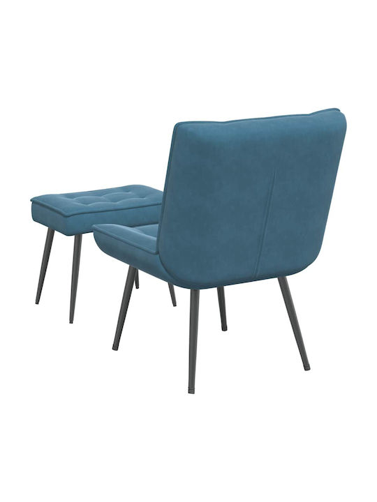 Sessel mit Fußhocker Samt Blue 64x74x84cm