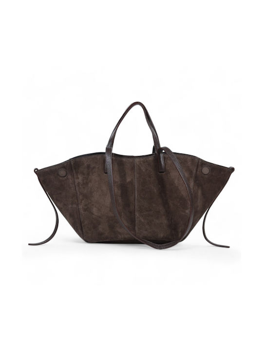 Damentasche Schulter Leder Wildleder Braun