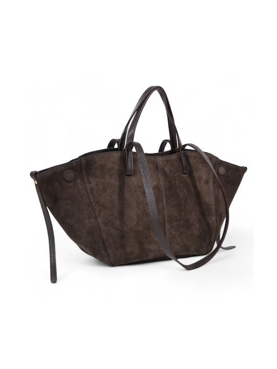Damentasche Schulter Leder Wildleder Braun