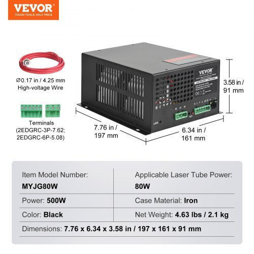 Vevor Power Supply Co2 Laser 80w Engraving Cutting Tube Eyhtjggdy80wq8uo8v7