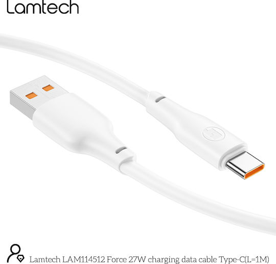 Lamtech USB 2.0 Kabel USB-C männlich - USB-A 27W Weiß 1m (LAM114512)