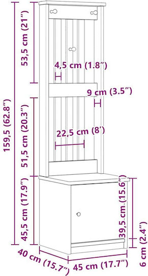 Sandens Mobilier de Intrare cu Dulap pentru Pantofi 45x40x159.5cm