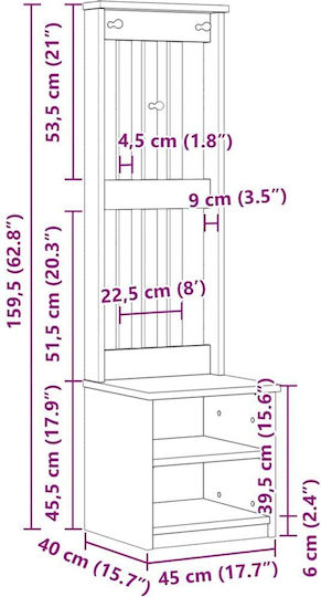 Sandens Entry Furniture with Shoe Rack 45x40x159.5cm