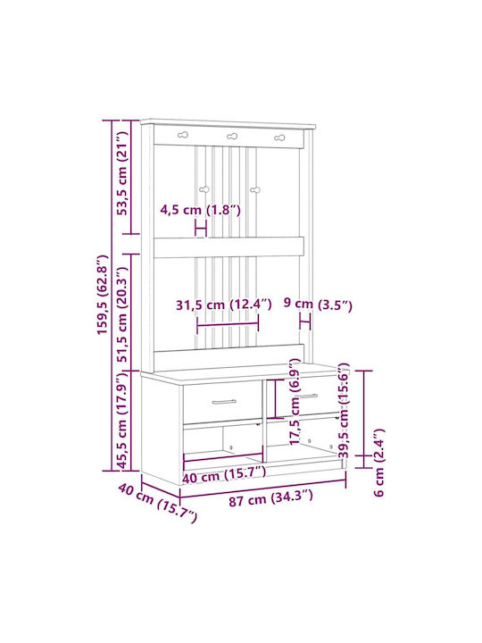 Sandens Mobilier de Intrare cu Dulap pentru Pantofi 87x40x159.5cm