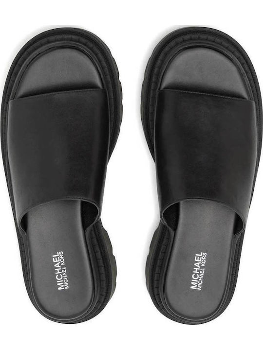 Kendra Leather Platform Slide Sandale Casual Damă Flatforme Din Piele Negre