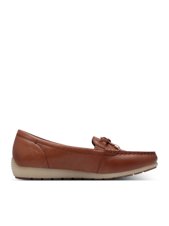 Leather Women's Moccasins in Tabac Brown Color