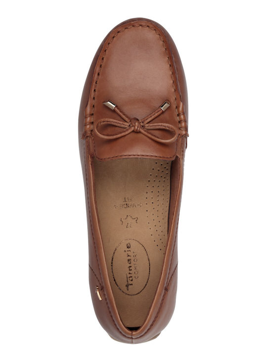 Leather Women's Moccasins in Tabac Brown Color