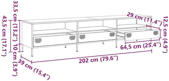 vidaXL TV-Ständer Metall Gelbe Senfgelb M202xT39xH43.5cm