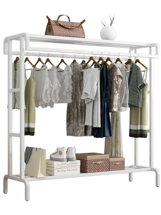 Floor Garment Rack made of Metal White 150x110cm