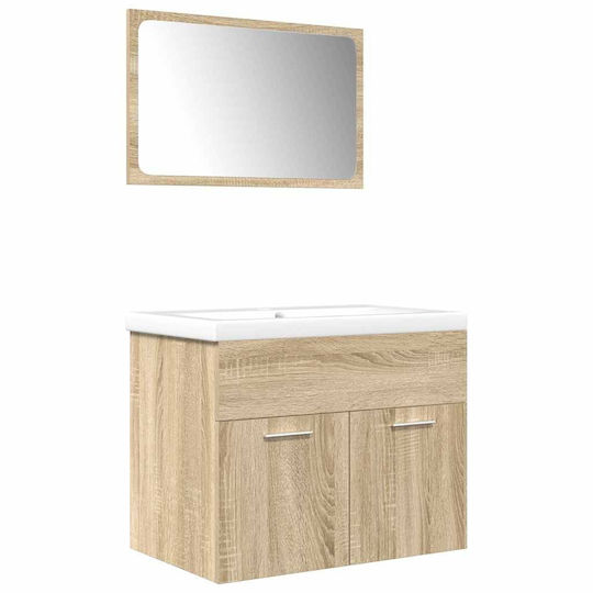 vidaXL Bench with Washbasin & Mirror L61xW18xH39cm Coffee