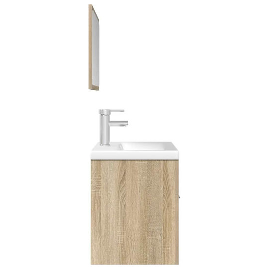 vidaXL Πάγκος με Νιπτήρα & Καθρέπτη Μ61xΒ18xΥ39cm Καφέ