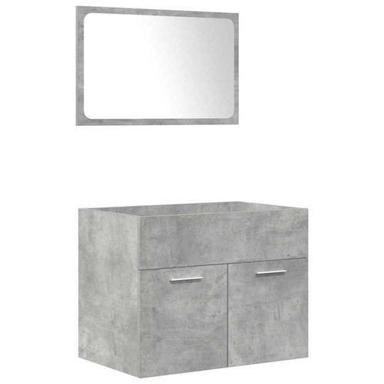 vidaXL Countertop with Sink, Mirror & Column L61xW18xH39cm Grey Concrete