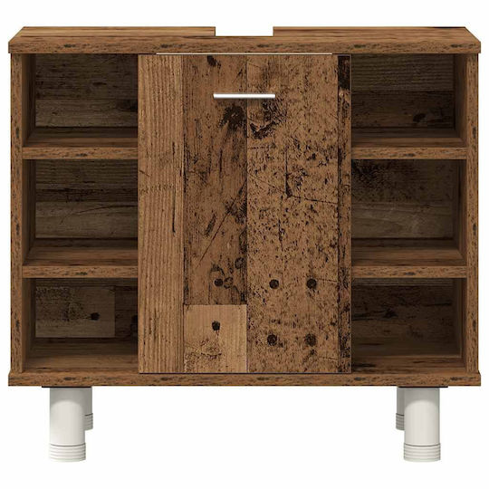 vidaXL Waschtisch mit Waschbecken, Spiegel & Säule Old Wood