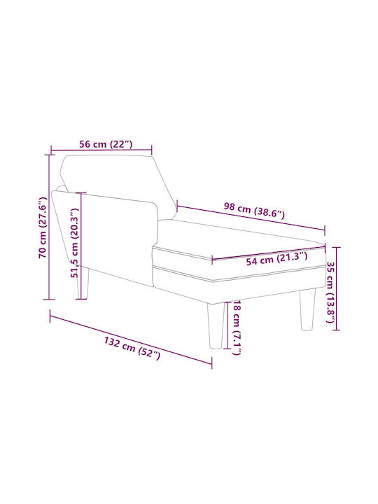 Recliner Stoff Blau L132xW56xH70cm