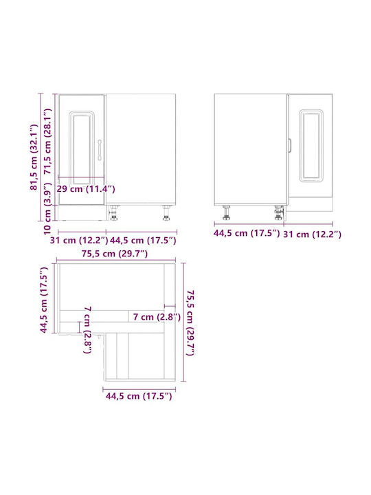 Dulap de Colț pardoseală Coffee 75.5x75.5x81.5buc