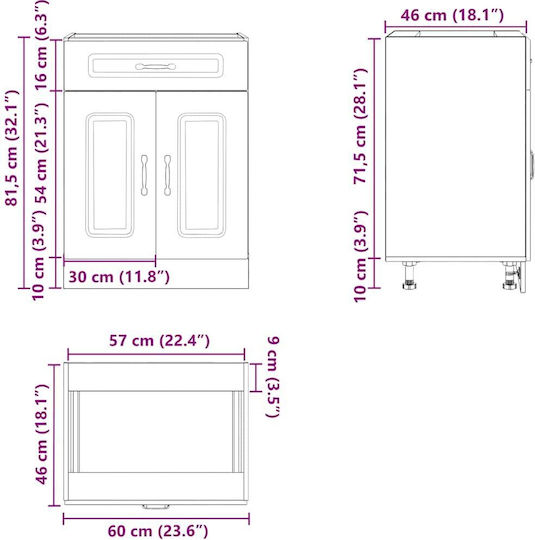 Sonoma Oak 60x46x81.5buc