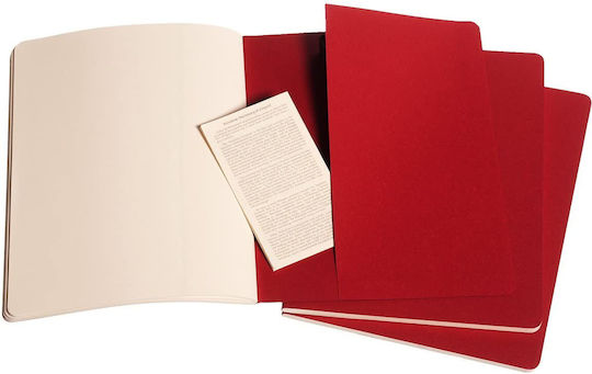 Moleskine Set 3 Notebooks with Blank Pages Red