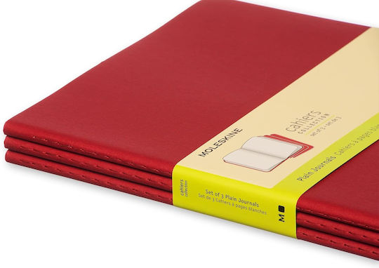 Moleskine Σετ 3 Σημειωματάρια Bullet 32 Φύλλων με Λευκές Σελίδες Κόκκινα