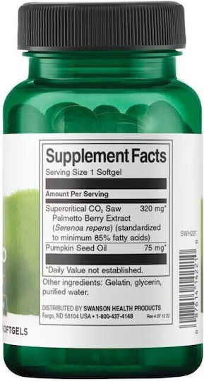 Swanson Saw Palmetto Maximum Strength 320mg 60 Softgels