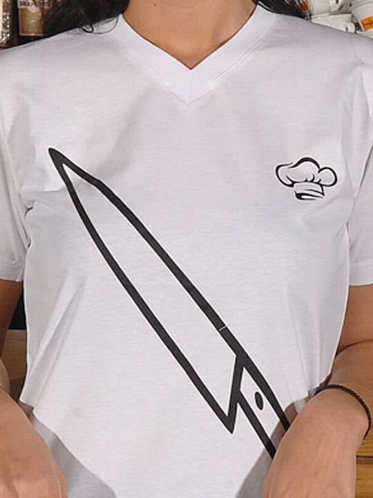 Tips Γυναικείο Διαφημιστικό T-shirt Κοντομάνικο Λευκό