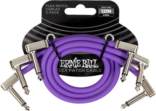 Ernie Ball Flex Cable 6.3mm male - 6.3mm male 0.3m Purple (P06453)