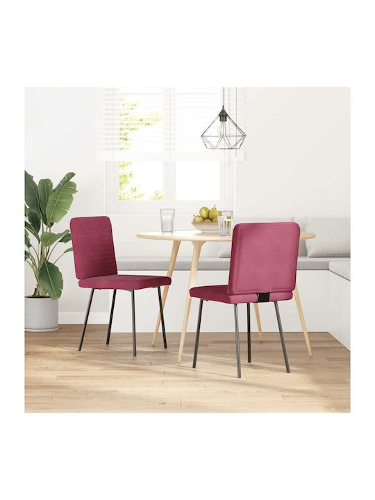 Dining Room Velvet Chair Bordeaux, Red 45x54x83cm 2pcs