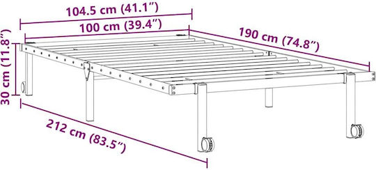 Folding Guest & Folding Bed Without Mattress Semi-Double Black 212x104.5x30cm