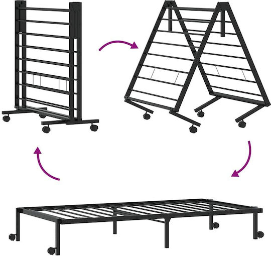 Folding Guest Bed Without Mattress Semi-Double Black 203x107cm