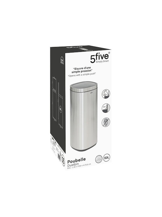 5Five Waste Bin Waste Metallic Gray 50lt 1pcs