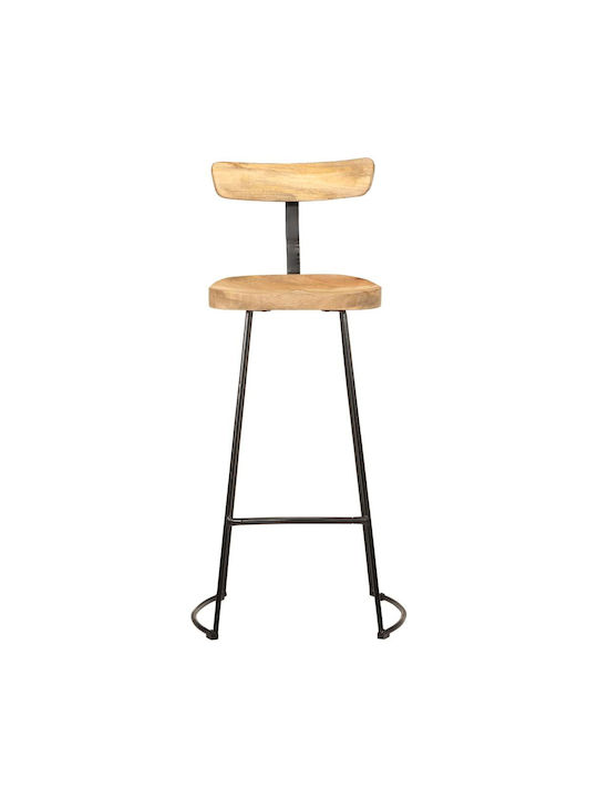 Stool Bar with Backrest Wooden Coffee 2pcs 49x43x103cm