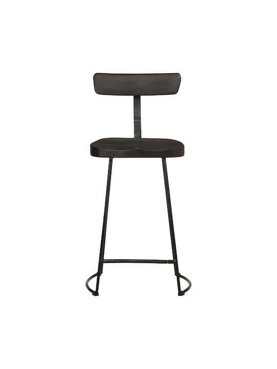 Stool Bar with Backrest Wooden Black Velvet-Black Metal 2pcs 49x43x88cm