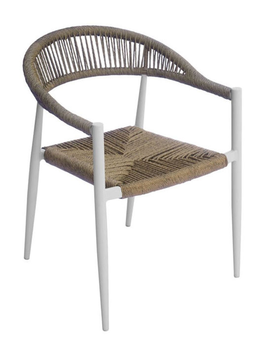 Outdoor Armchair Rattan Mady White, Natural 56x59x78cm